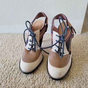 Derek lam cutout booties lace up blue brown straps